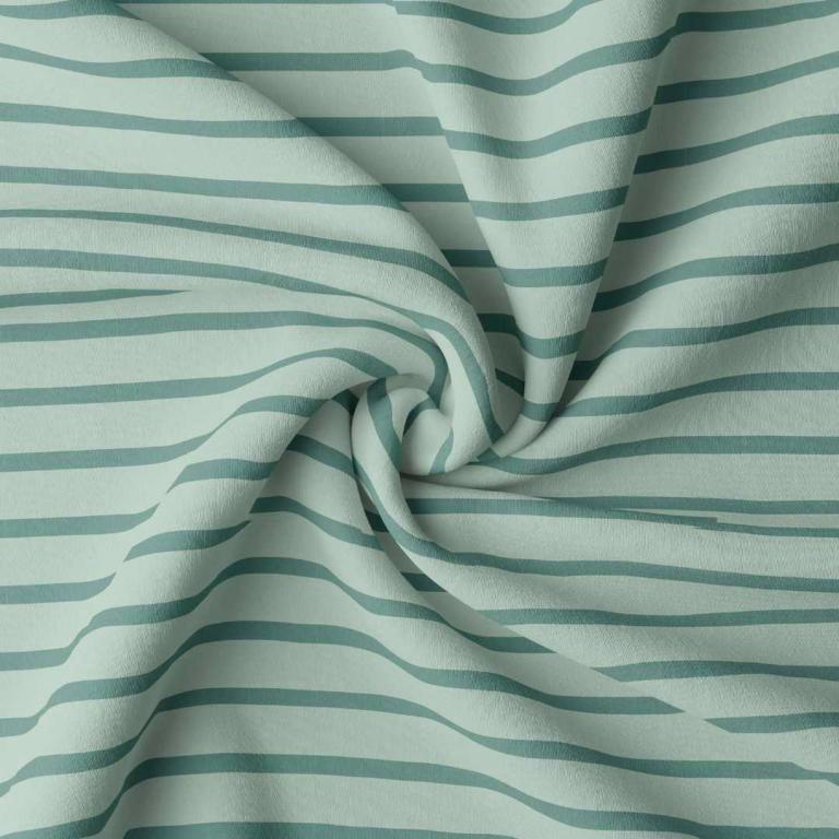 Breton striped jersey fabric - gray green and eucalyptus