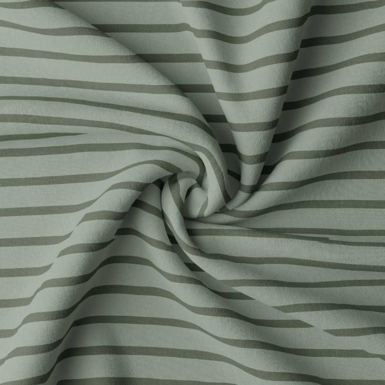 Breton striped jersey fabric - almond and fern