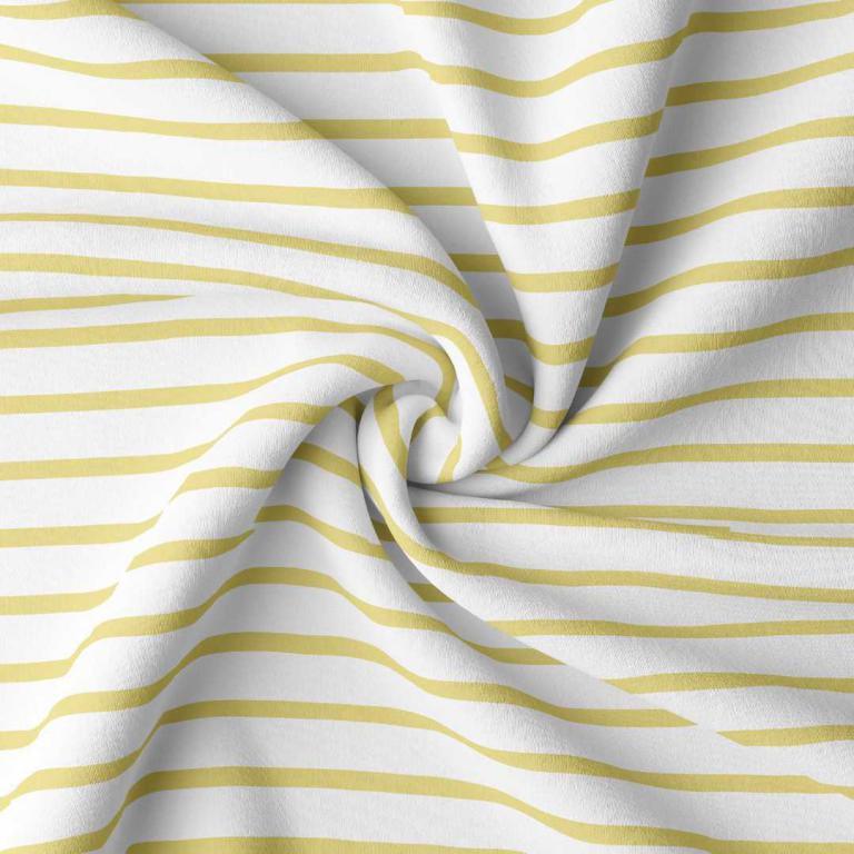 Breton striped jersey fabric - white and vanilla