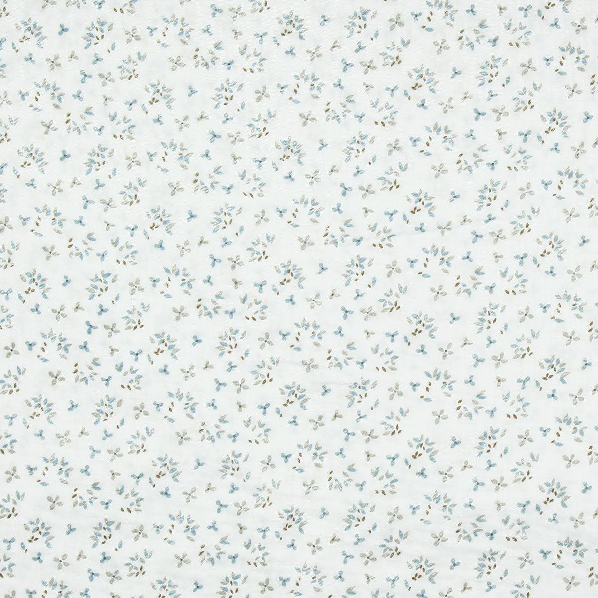 Tissu double gaze Jefine - Blanc et bleu