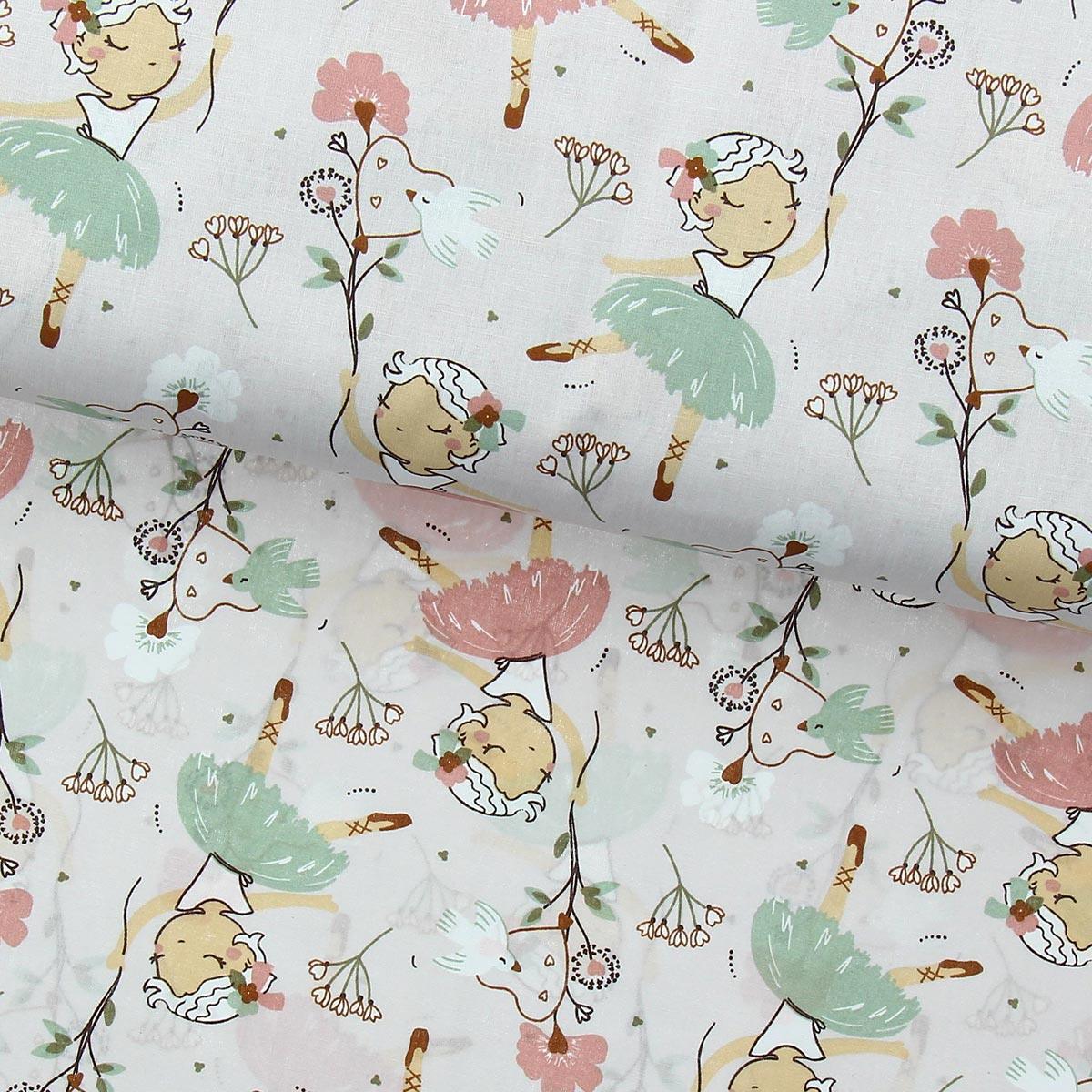 Cotton poplin fabric - Dancers Fond Grège