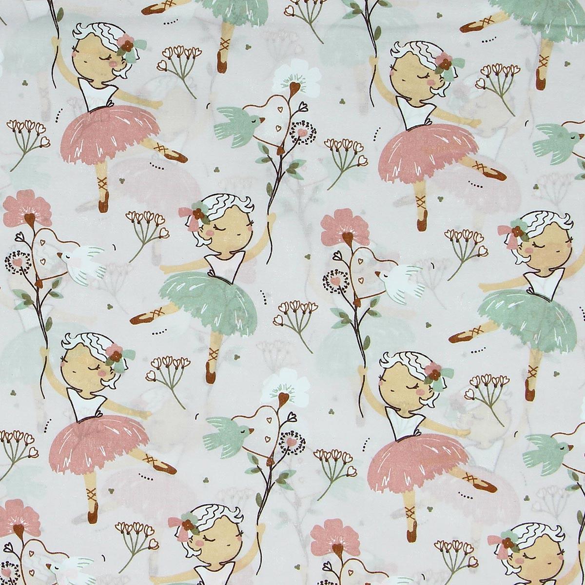 Cotton poplin fabric - Dancers Fond Grège