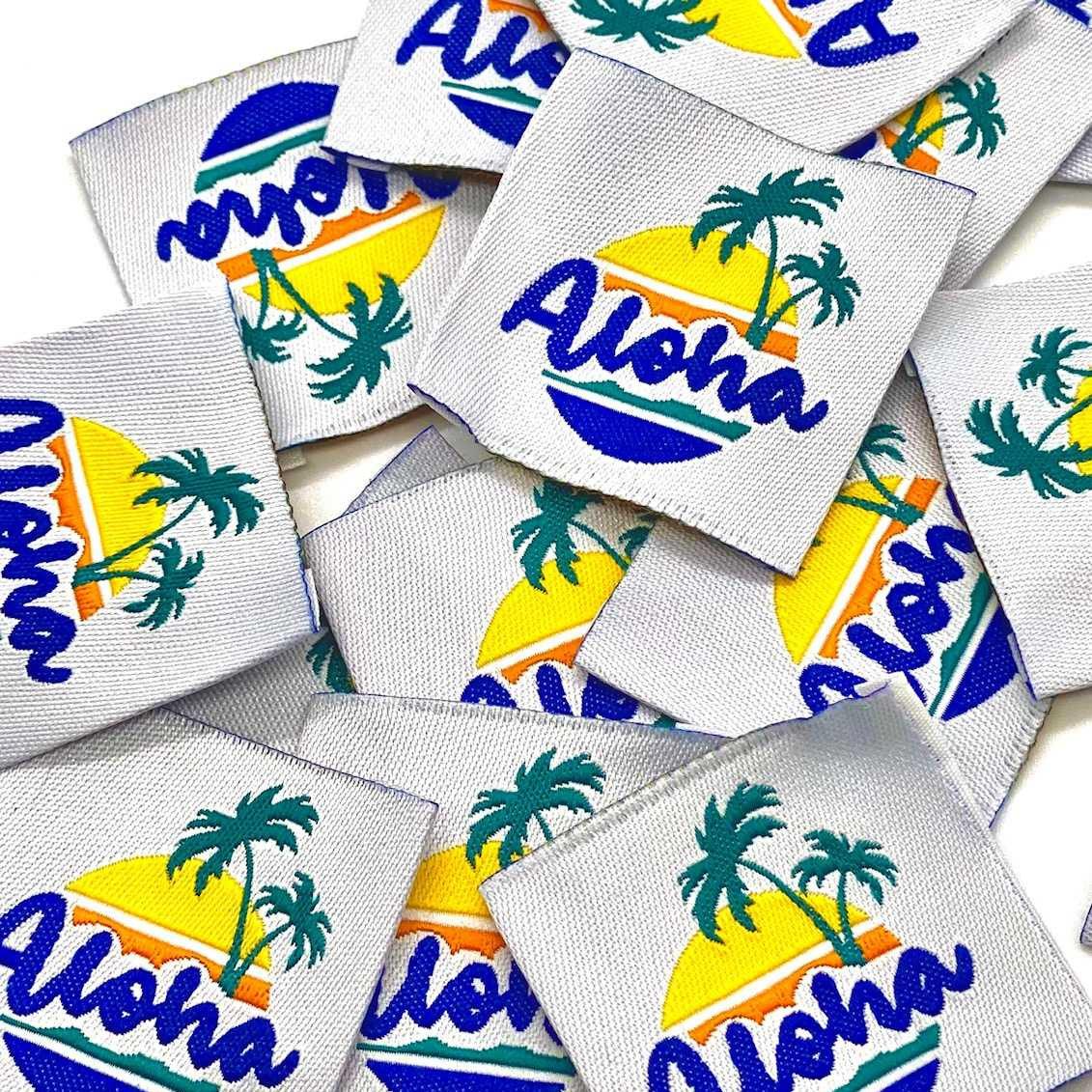 Lot de 5 étiquettes tissées à coudre Aloha