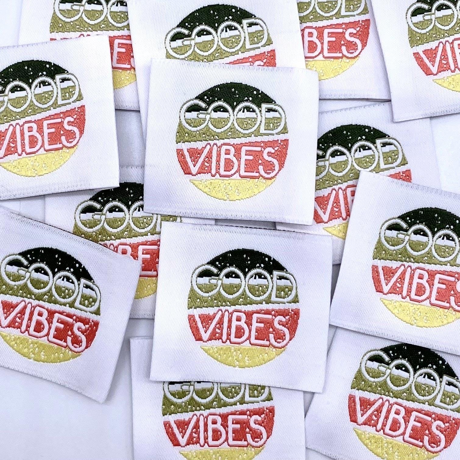 Lot de 5 étiquettes tissées à coudre Good Vibes