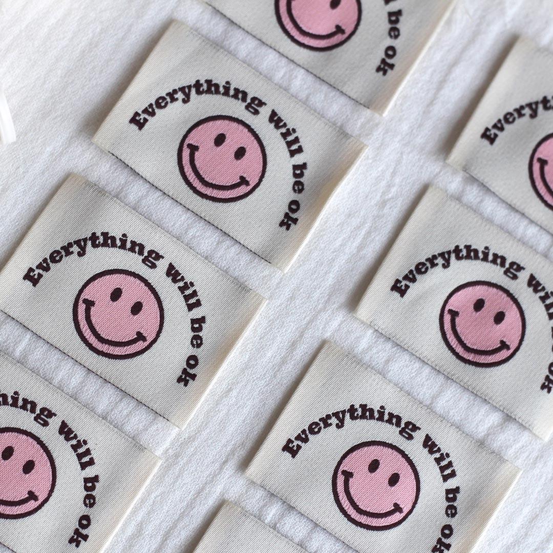 Set of 8 sewing labels - Everything will be ok