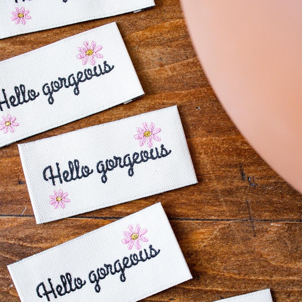 Lot de 5 étiquettes à coudre - Hello gorgeous