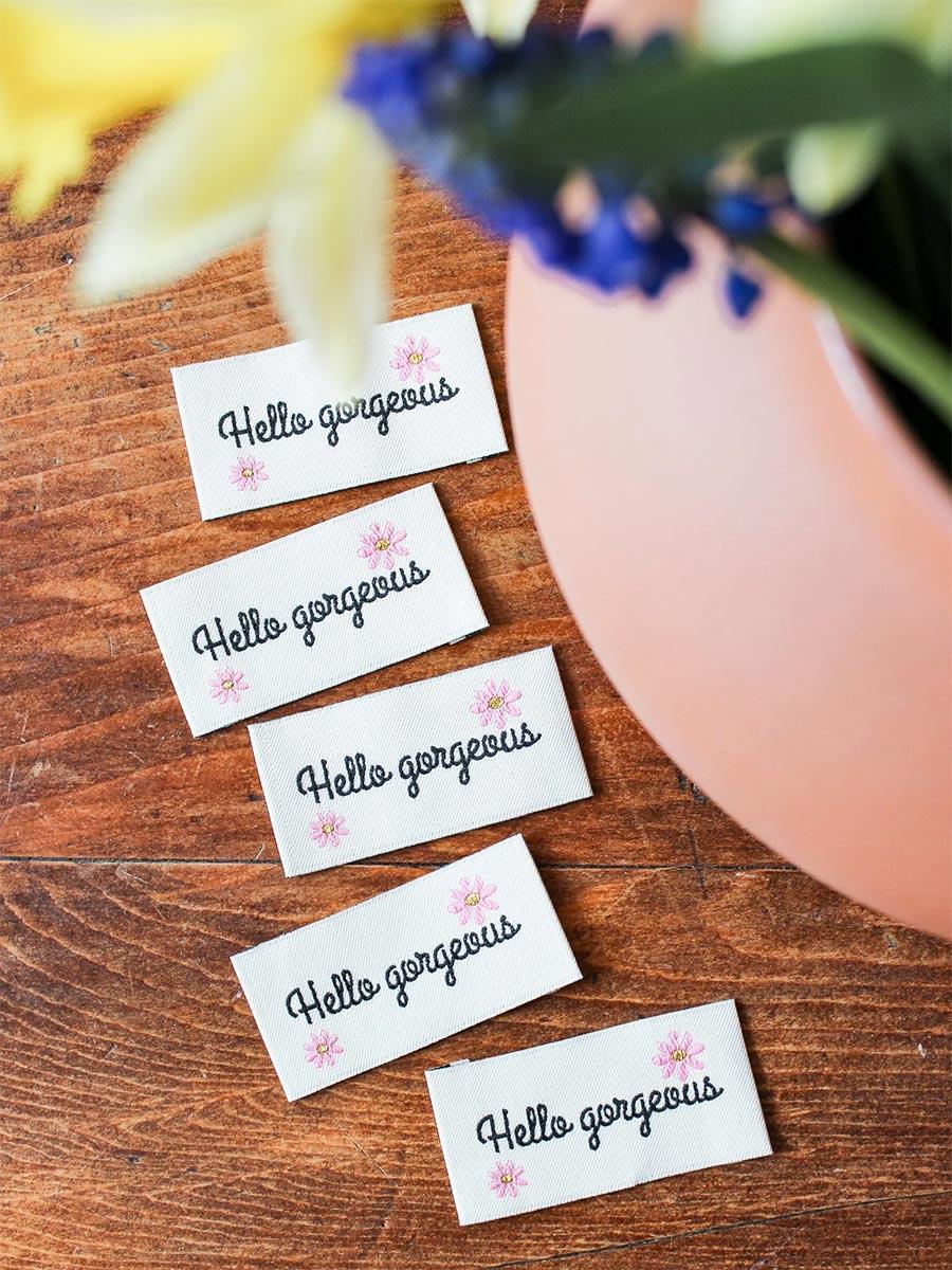 Set of 5 sewing labels - Hello Gorgeous