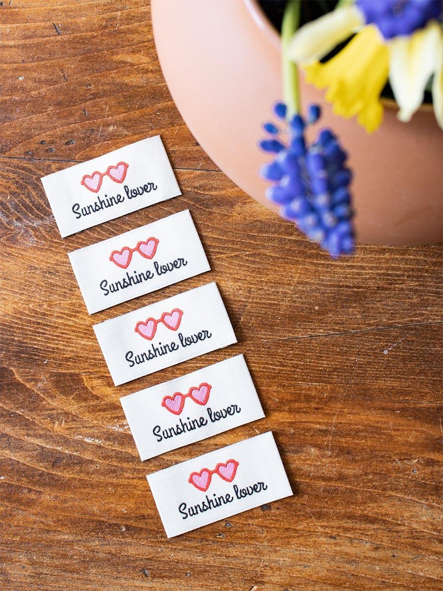 Set of 5 sewing labels - Sunshine Lover