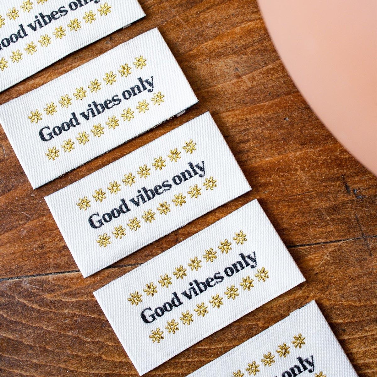 Set of 5 sewing labels - Good Vibes Only