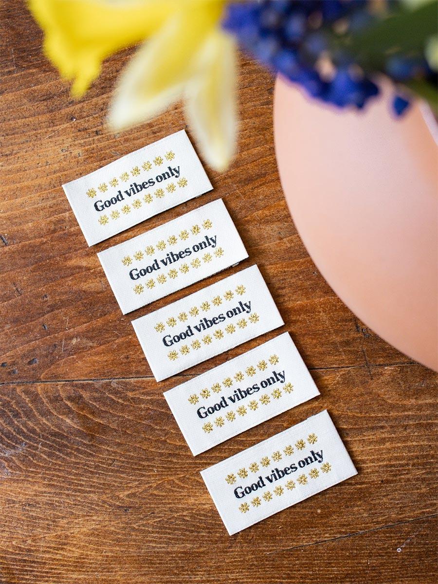 Set of 5 sewing labels - Good Vibes Only