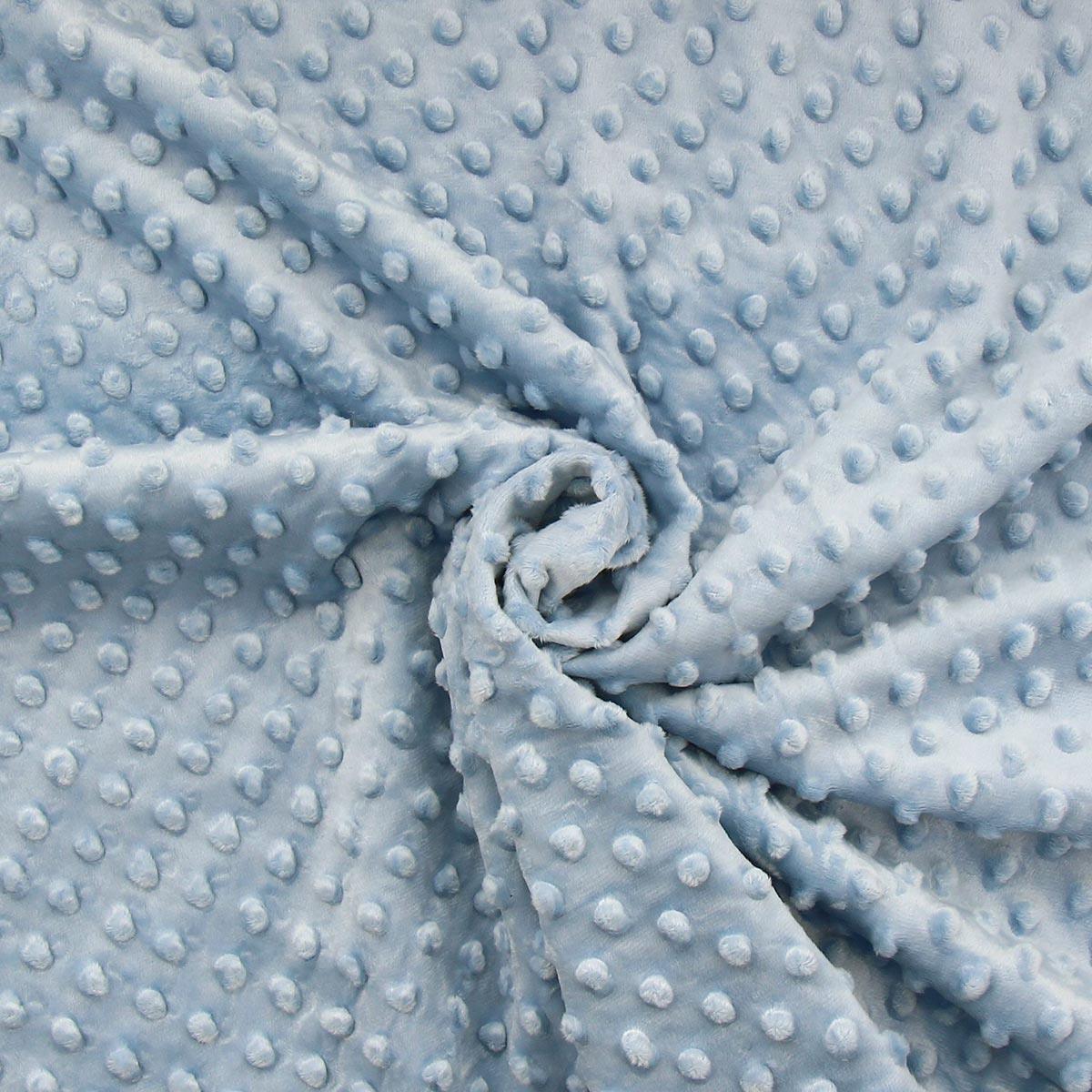 Tissu minky à pois - Bleu ciel