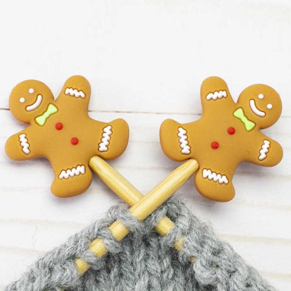 Kerzenstopps zum Stricken von Nadeln - Lebkuchen Bonhomme