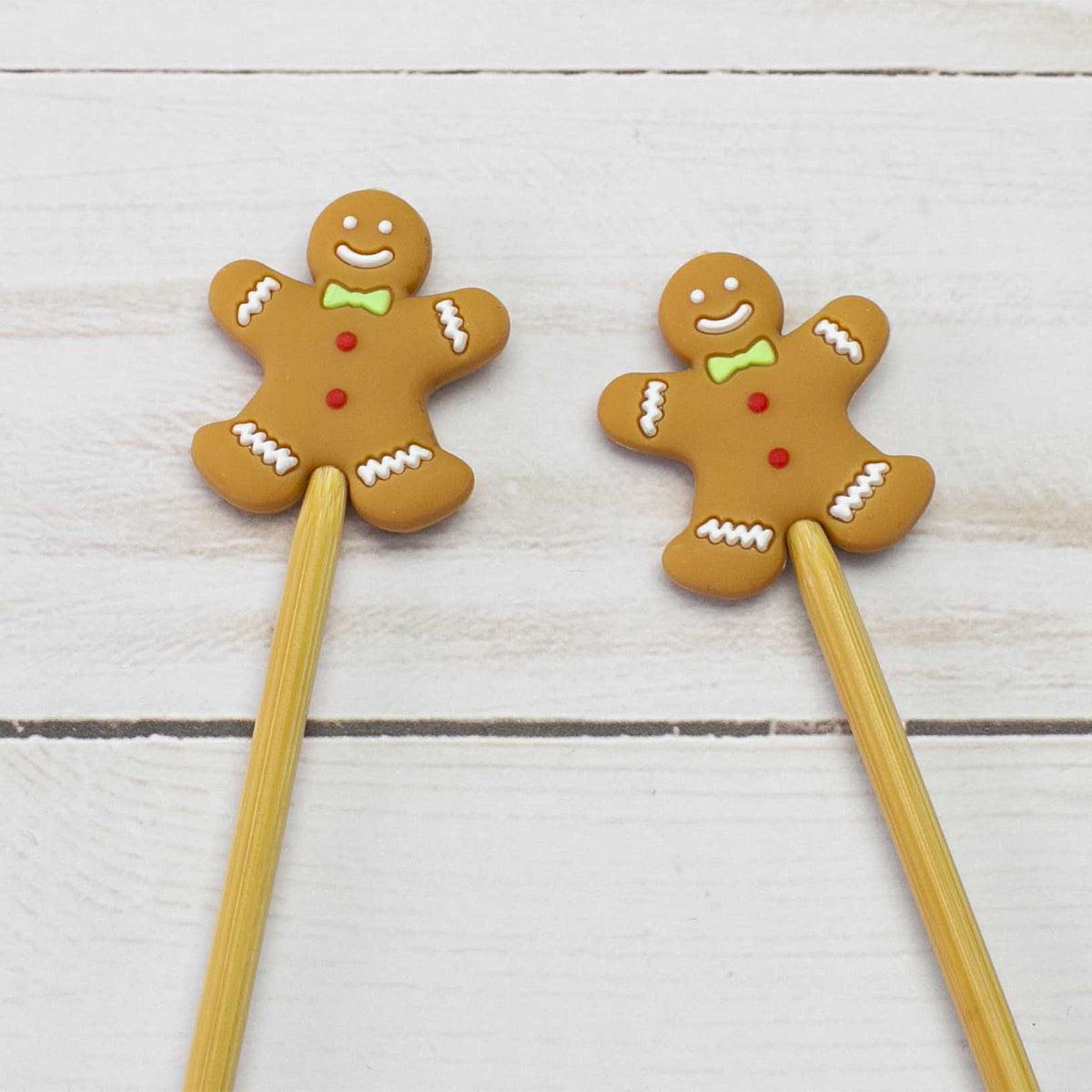 Candle stops for knitting needles - Gingerbread Bonhomme