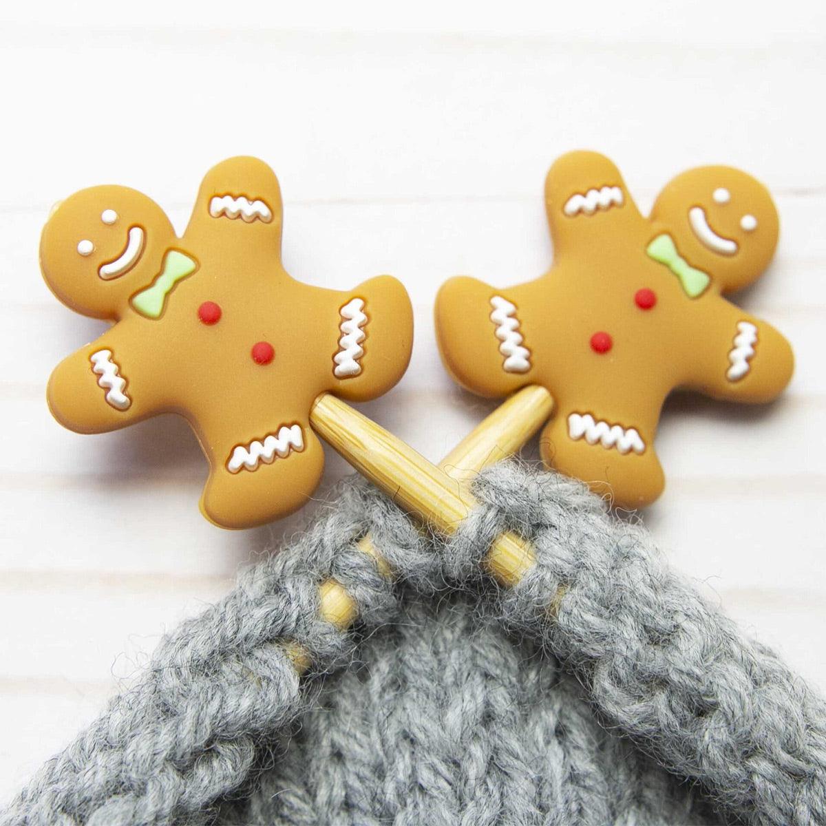 Candle stops for knitting needles - Gingerbread Bonhomme