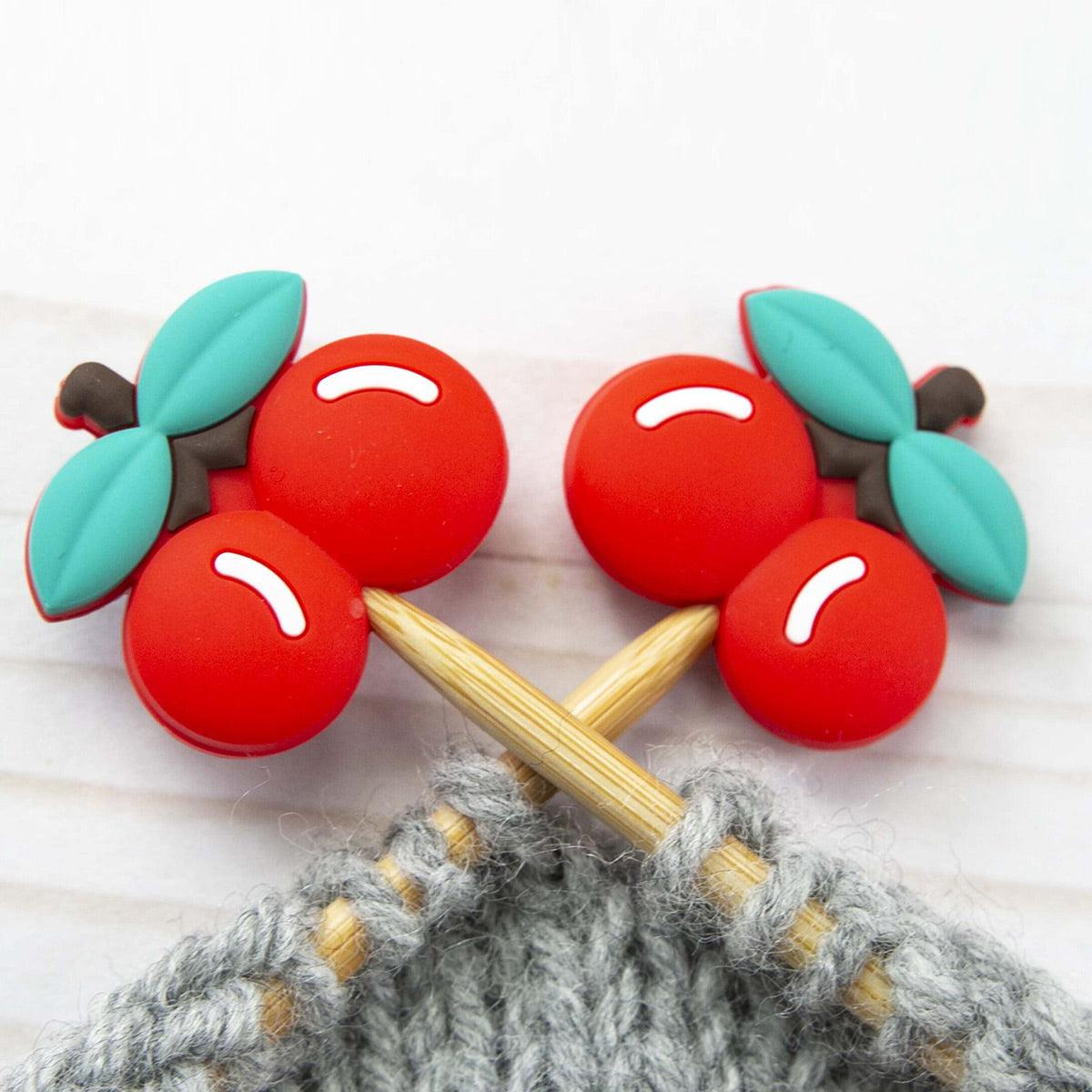 Candle stops for knitting needles - cherries