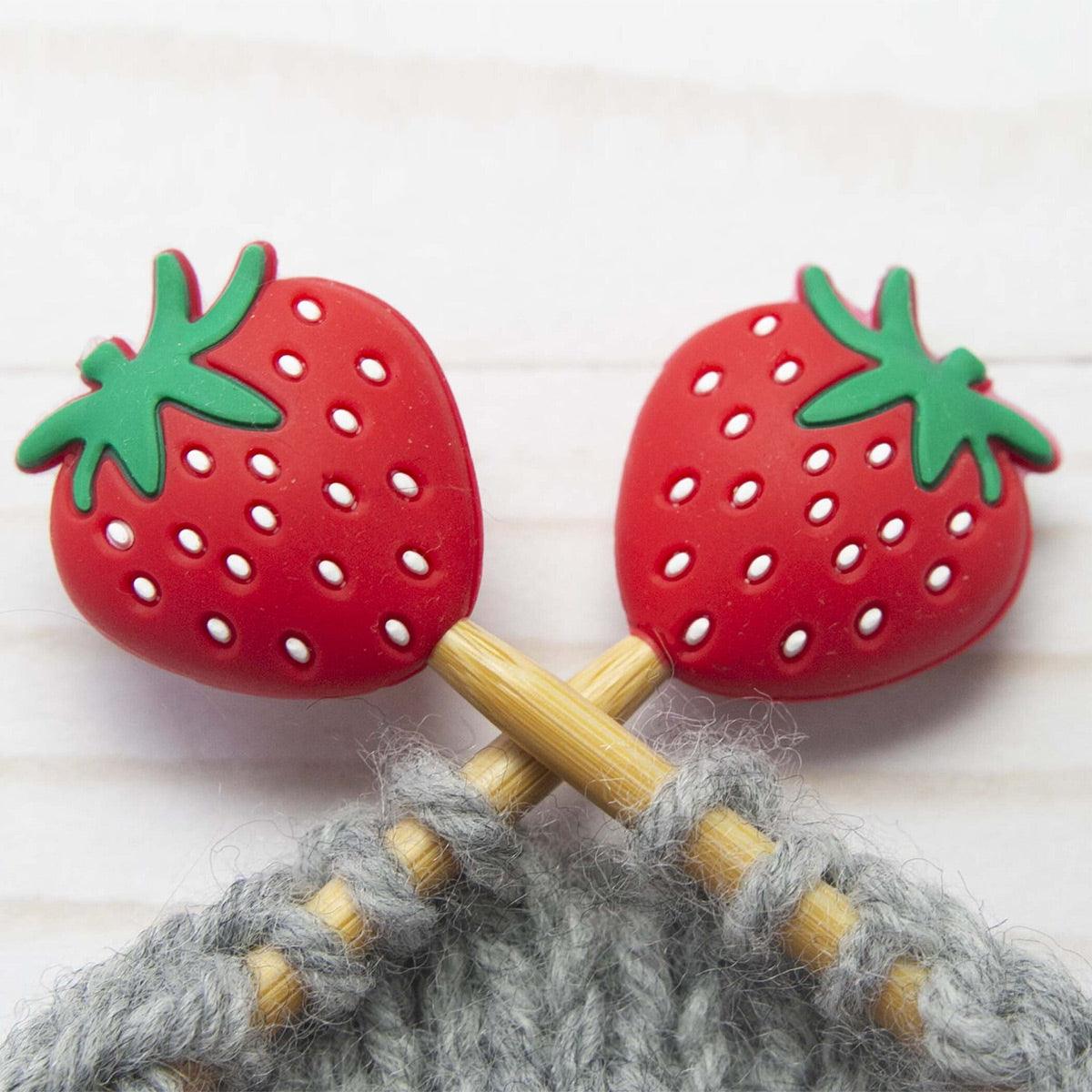 Candle stops for knitting needles - Strawberries