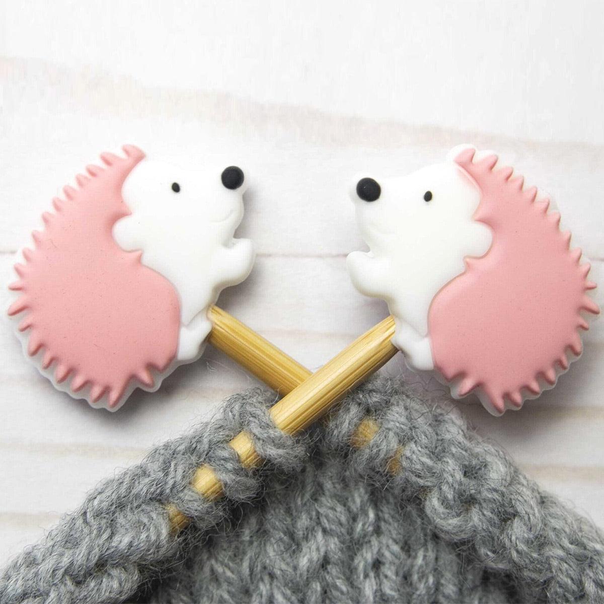 Candling stops for knitting needles - Pink hedgehog