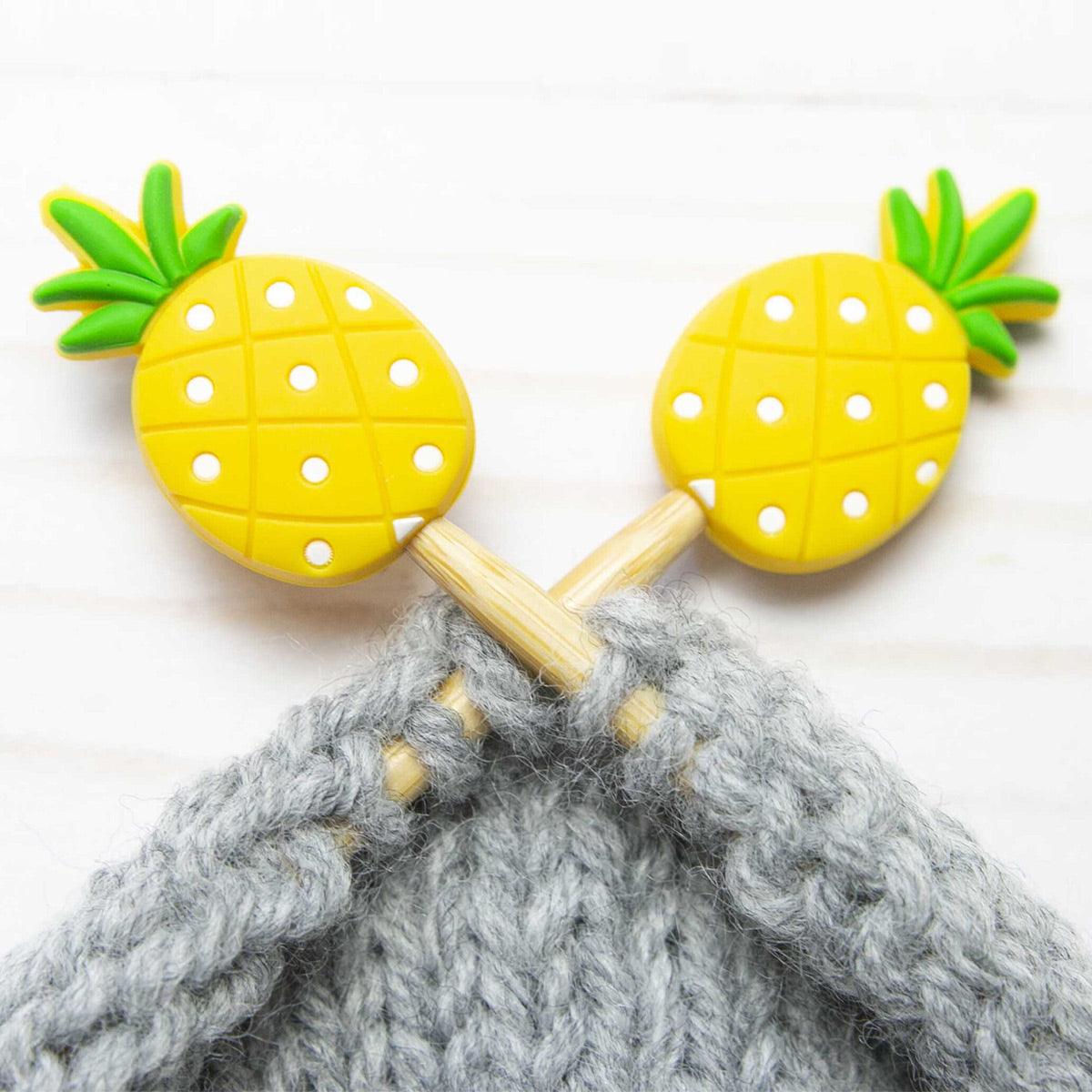 Candling stops for knitting needles - pineapple