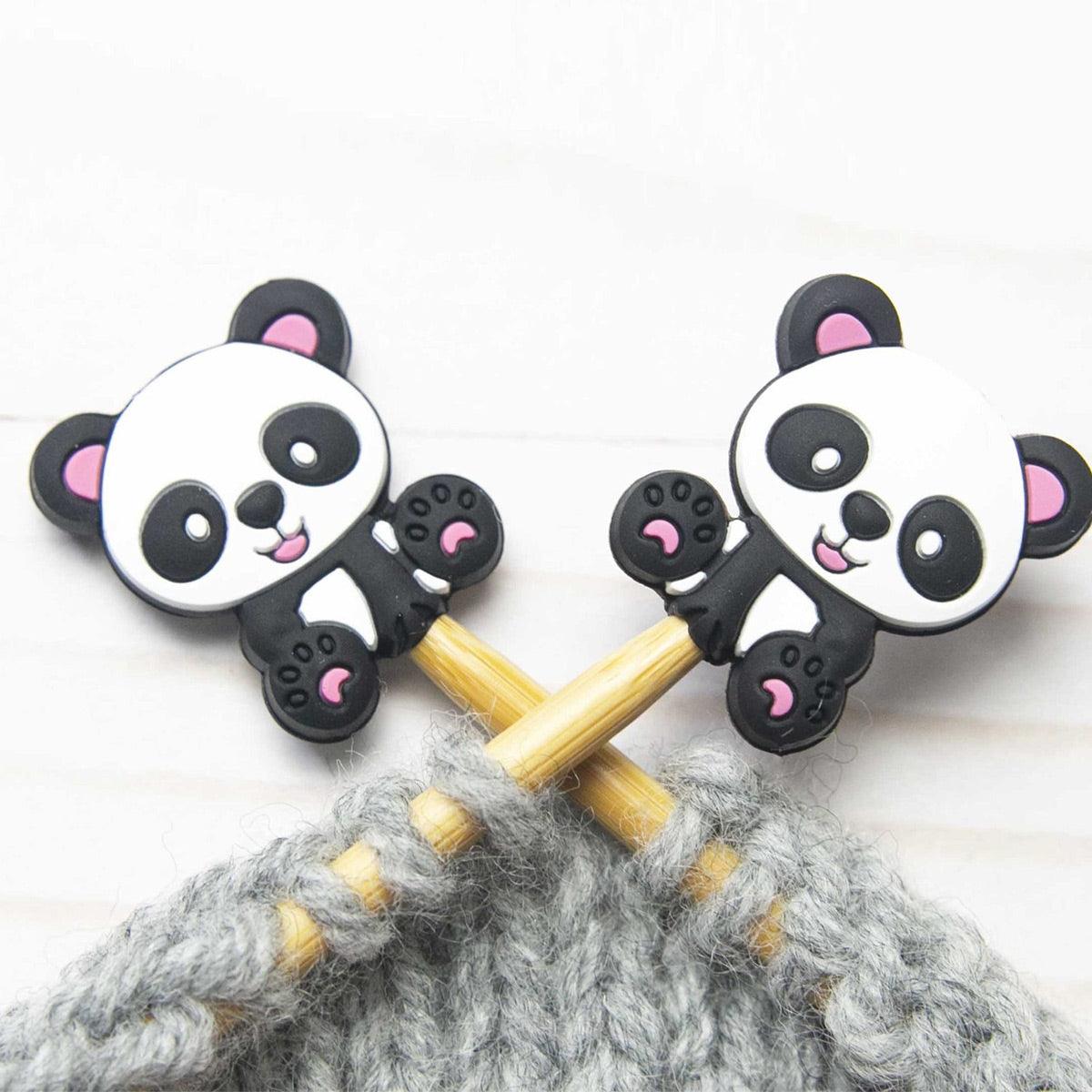 Candle stops for knitting needles - panda