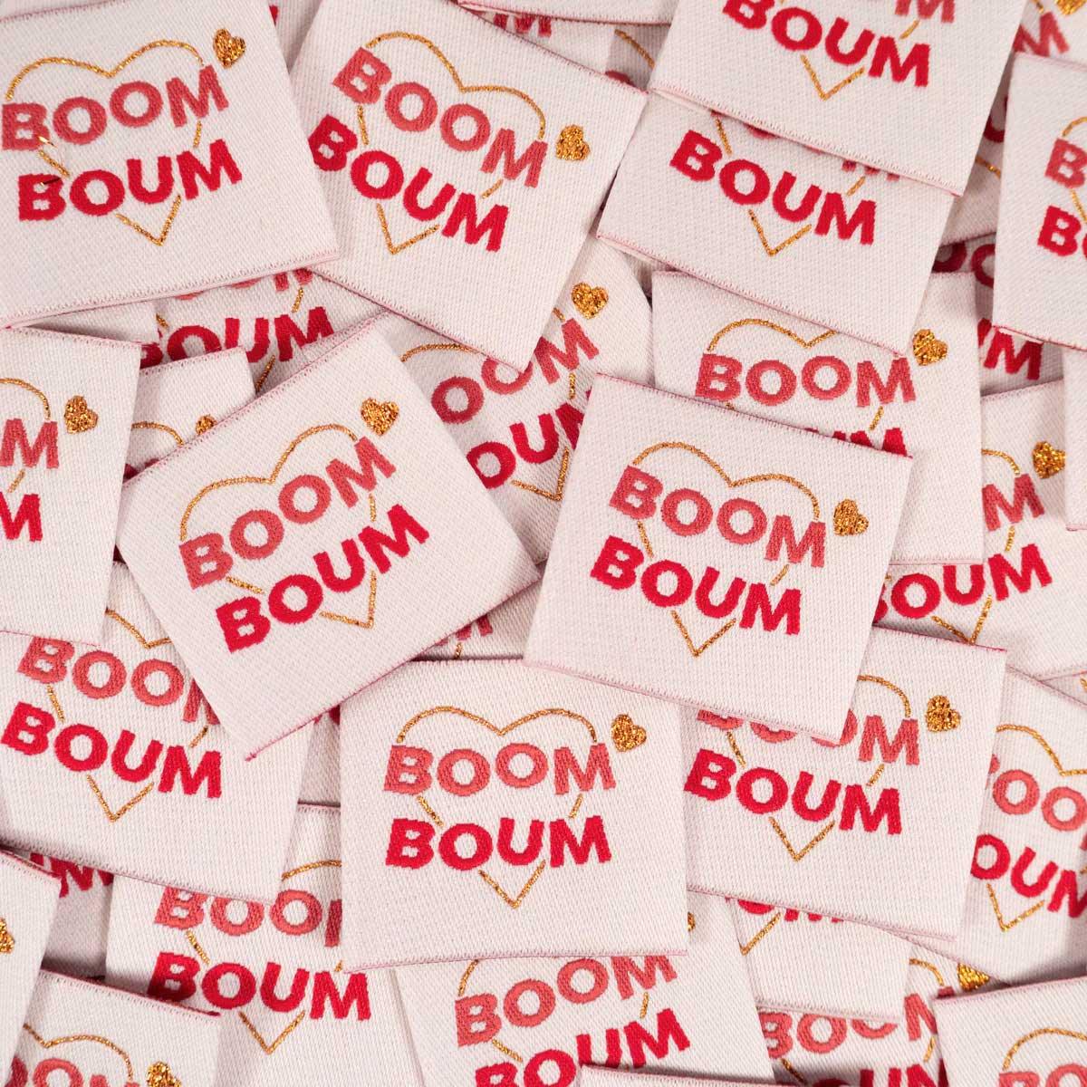 Set of 5 woven labels - boom boom