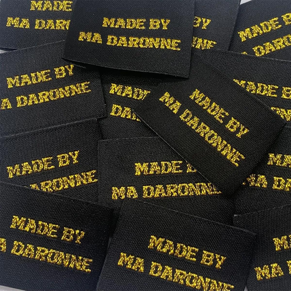 Set of 5 labels woven to sewing made by my daronne - black and gold