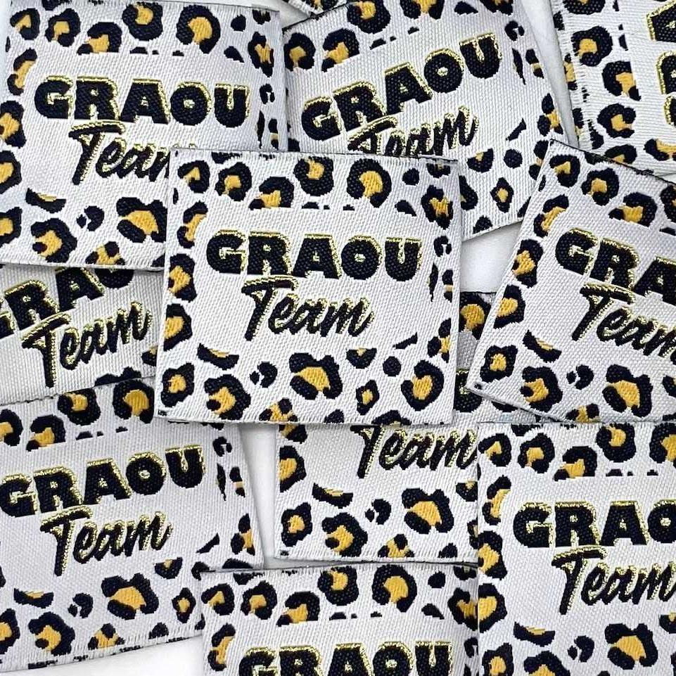 Set of 5 labels woven to sewing Graou Team Lurex