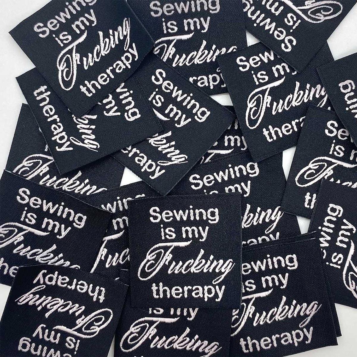 Set of 5 labels woven to sewing sewing is my f *** therapy