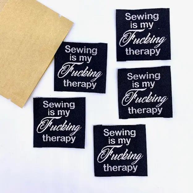 Set of 5 labels woven to sewing sewing is my f *** therapy