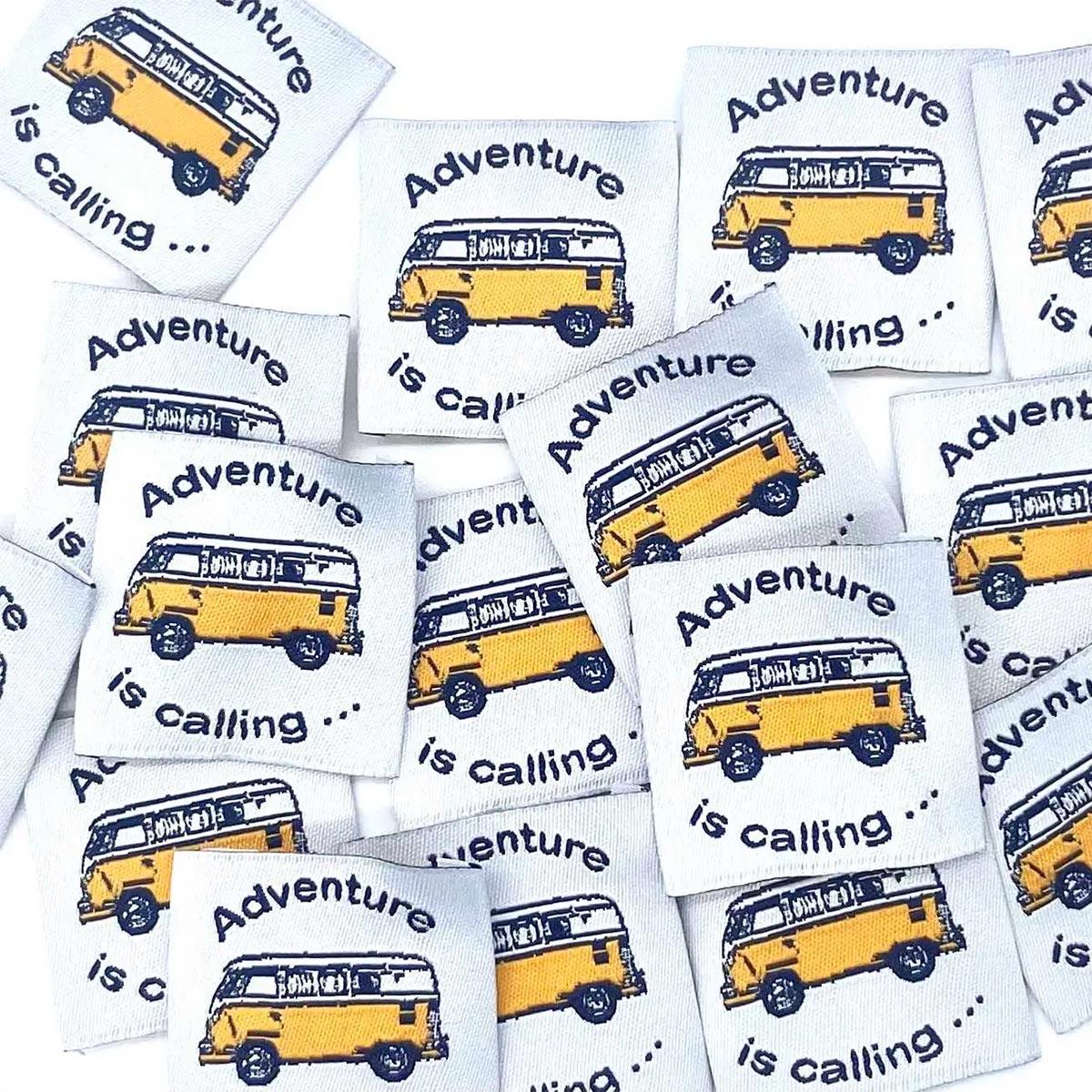 Set of 5 labels woven to sewing adventure is calling