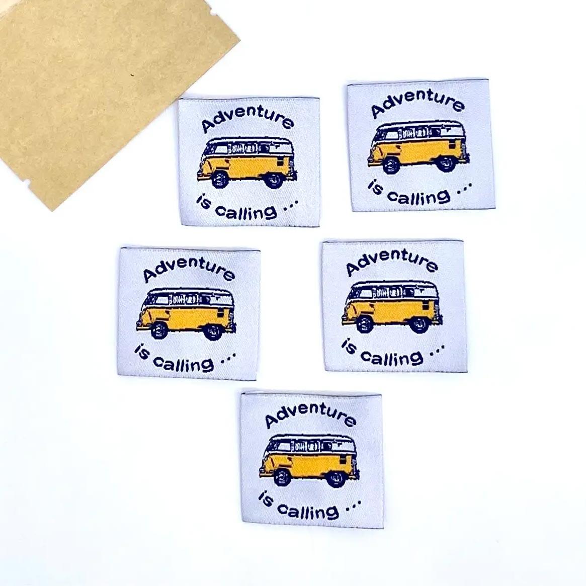 Set of 5 labels woven to sewing adventure is calling