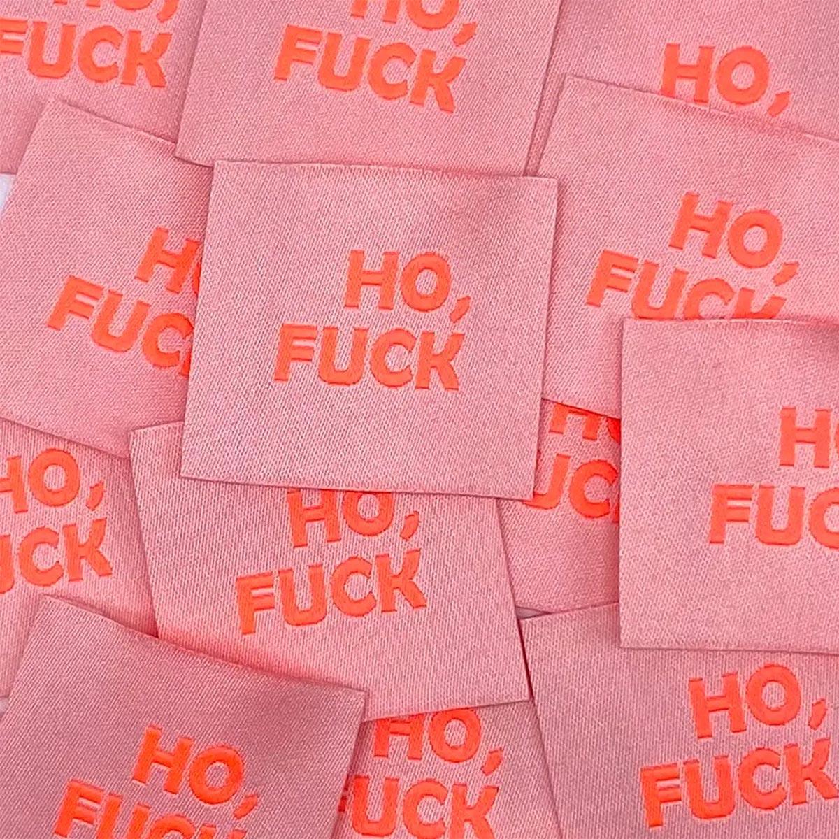 Set of 5 labels woven to sewing Ho, fuck