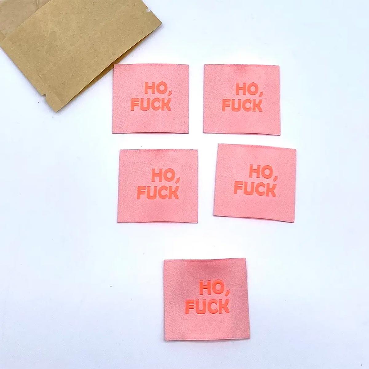 Set of 5 labels woven to sewing Ho, fuck