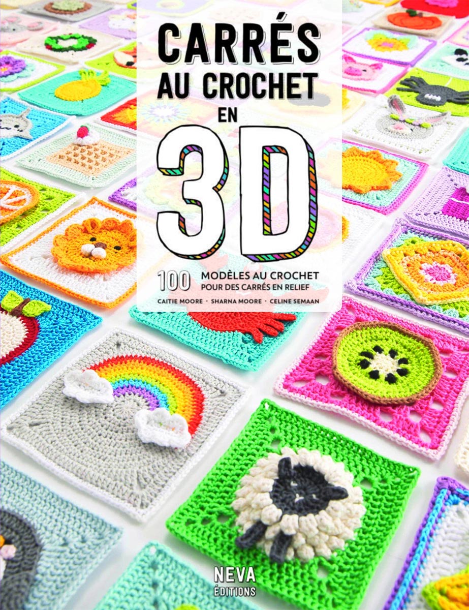 Livre carrés au crochet en 3D