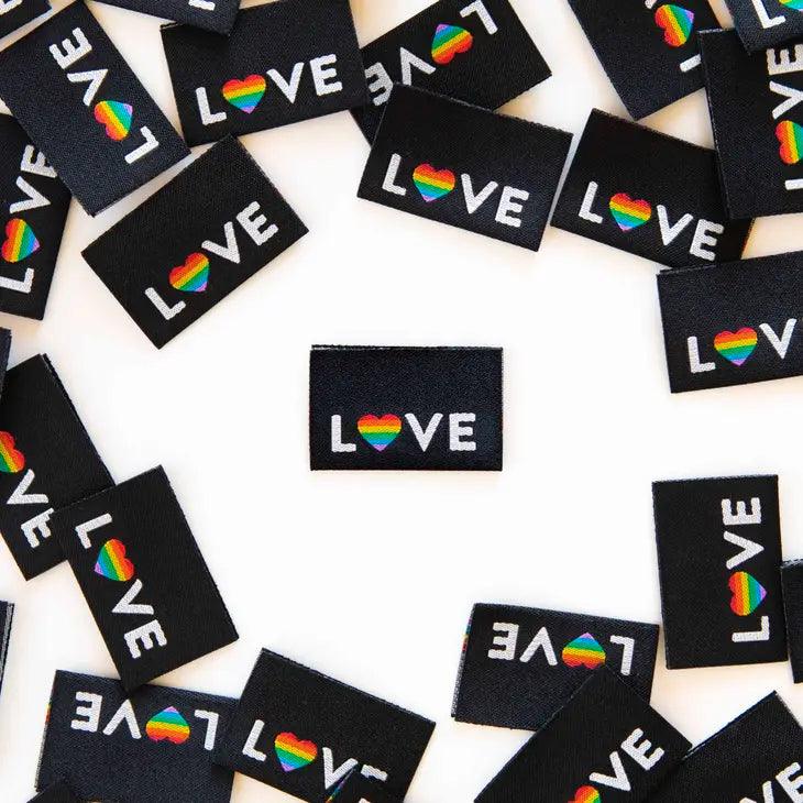 Set of 8 woven labels - Love Pride Heart