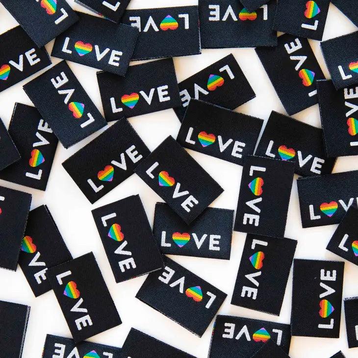 Set of 8 woven labels - Love Pride Heart