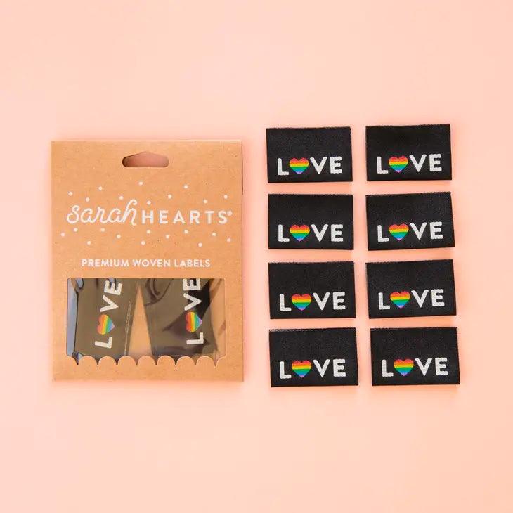 Set of 8 woven labels - Love Pride Heart