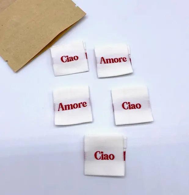 Set of 5 labels woven to amore sewing