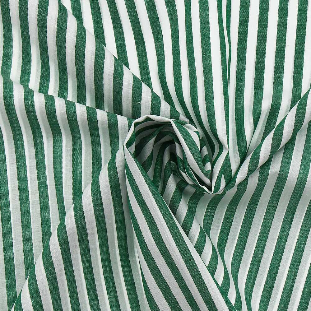 Cotton poplin fabric - Wide stripes - Dark green