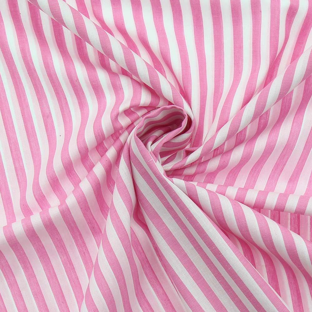 Cotton poplin fabric - Wide stripes - pink