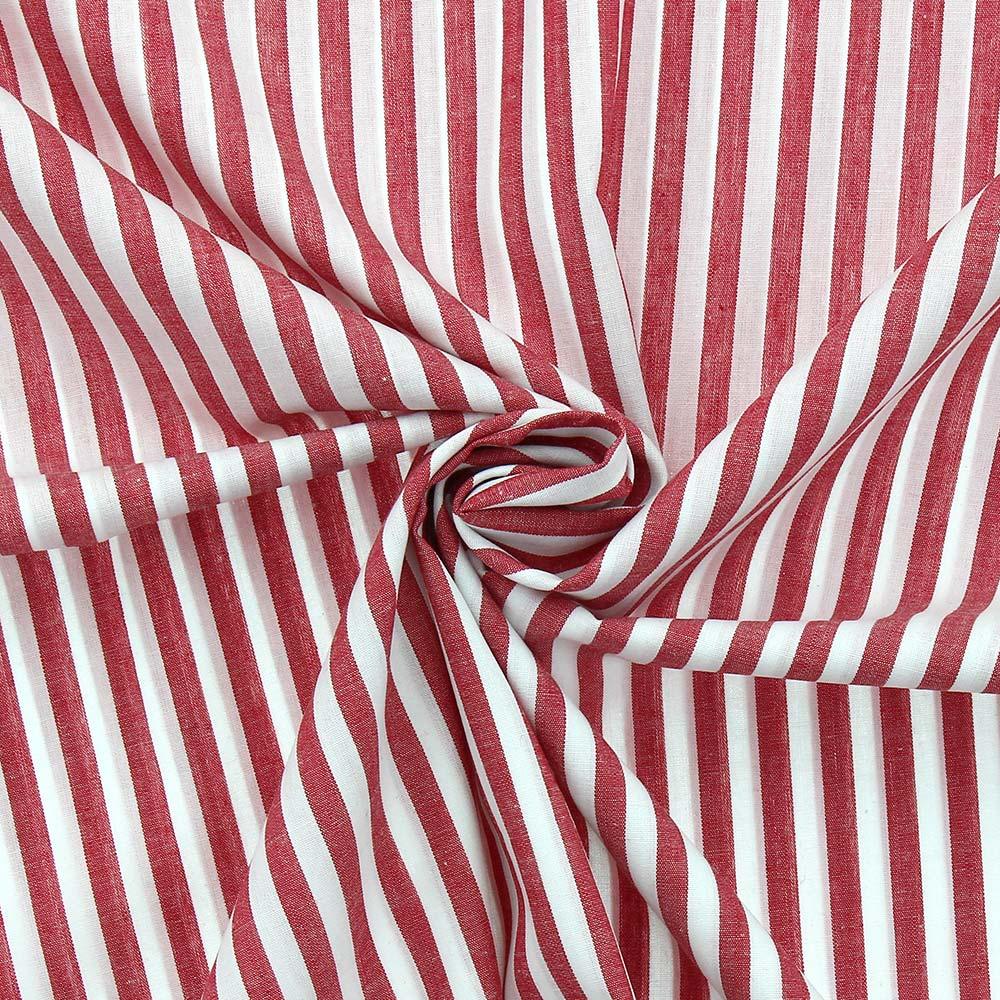 Cotton poplin fabric - Wide - red stripes