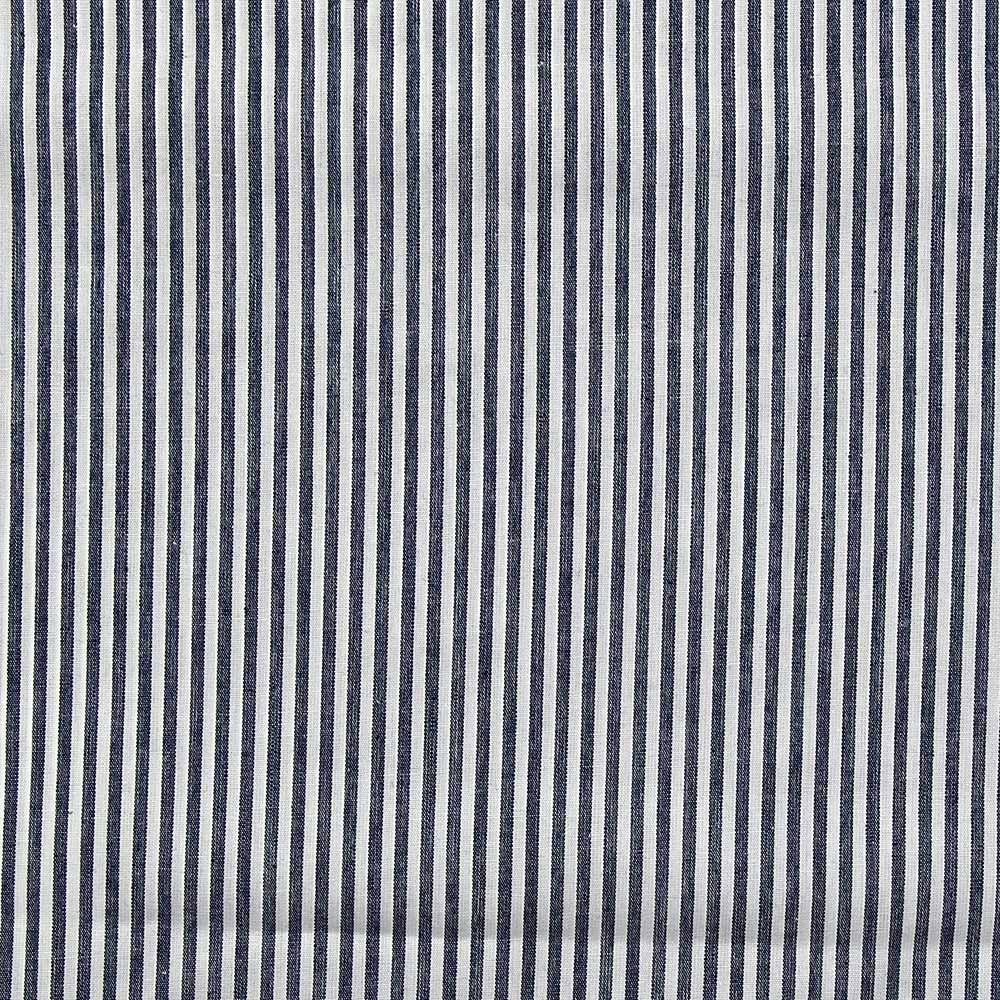 Cotton poplin fabric - fine stripes - navy blue