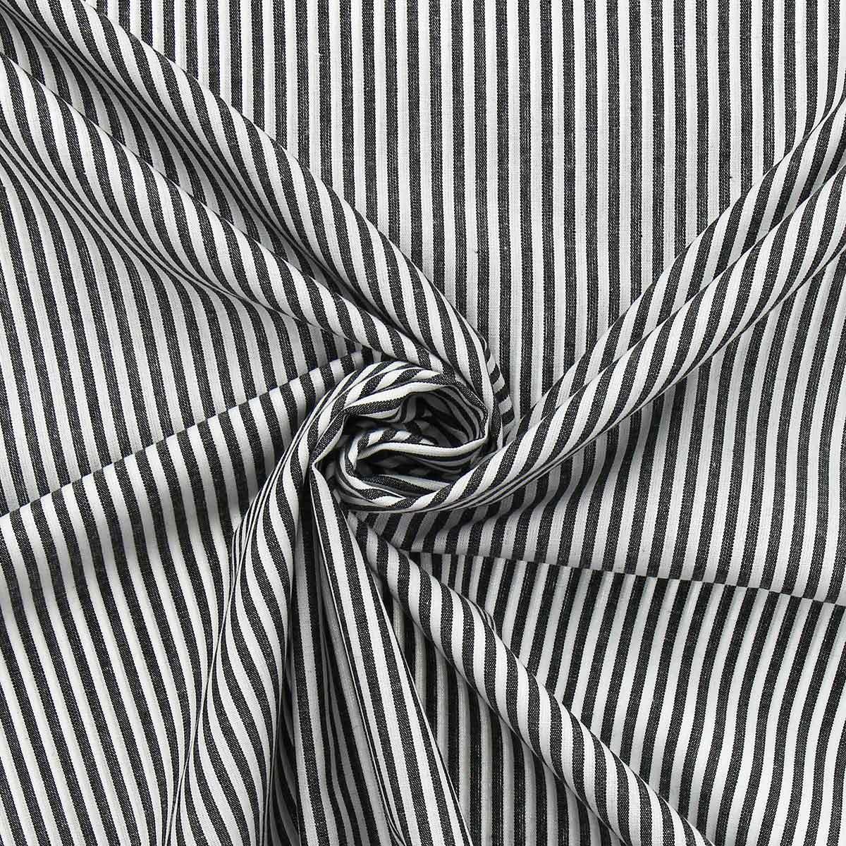 Cotton poplin fabric - fine stripes - dark gray