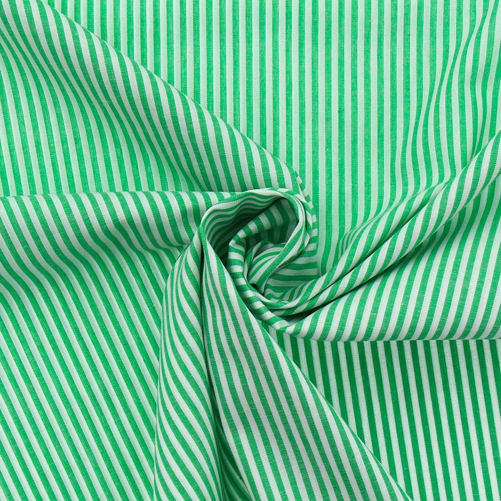 Cotton poplin fabric - fine stripes - green