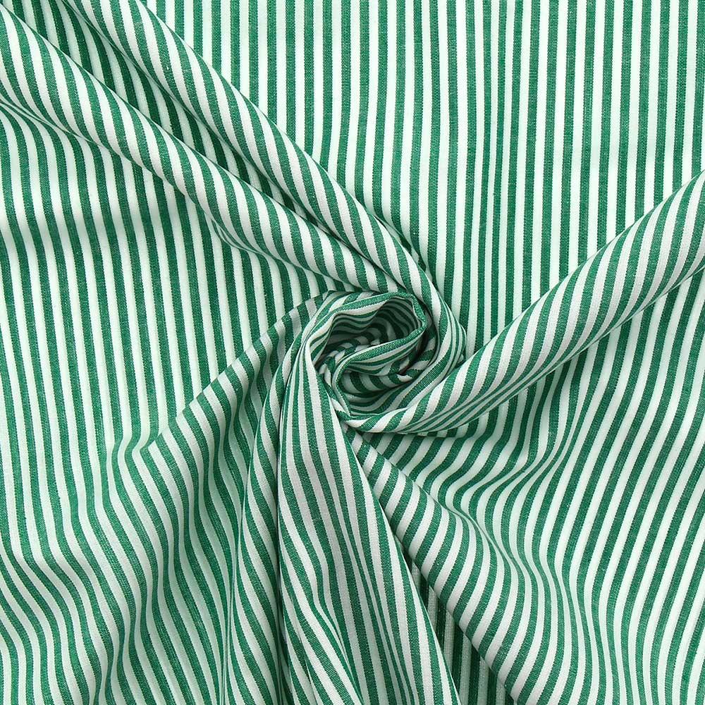 Cotton poplin fabric - Fine stripes - Dark green