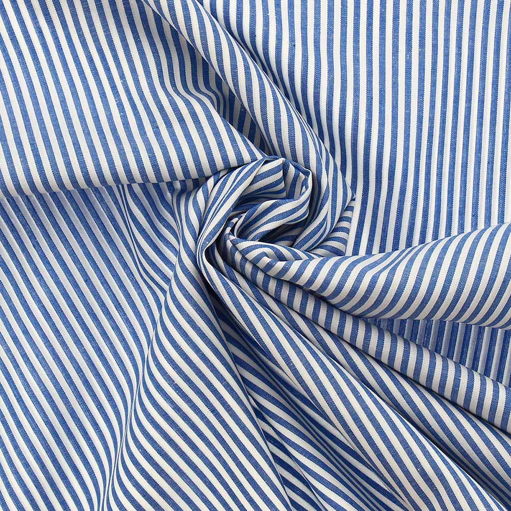 Cotton poplin fabric - fine stripes - blue