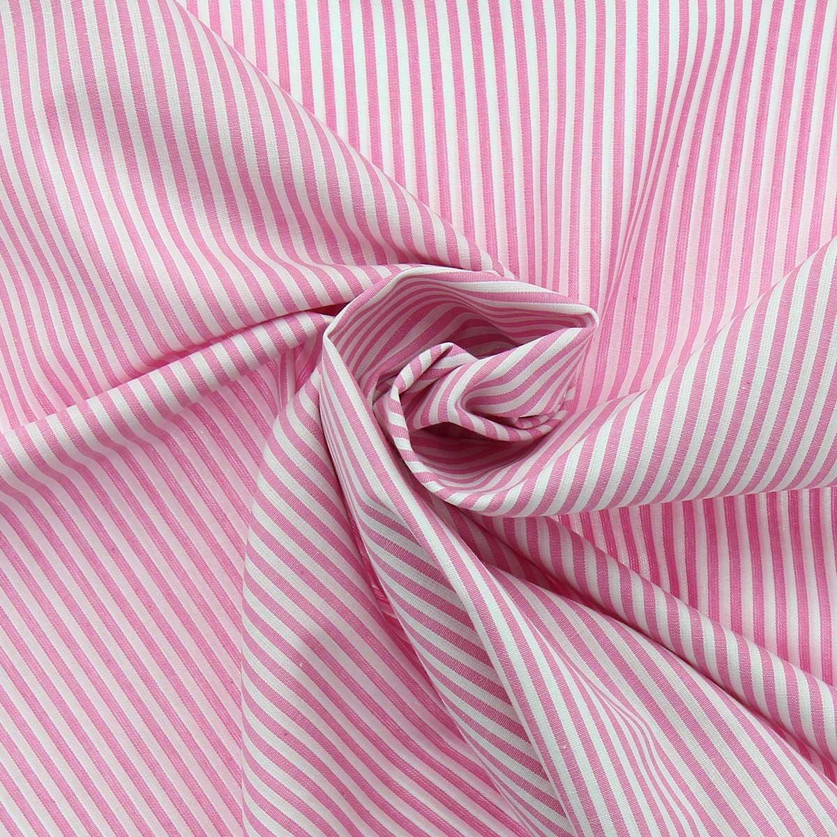 Cotton poplin fabric - fine stripes - pink