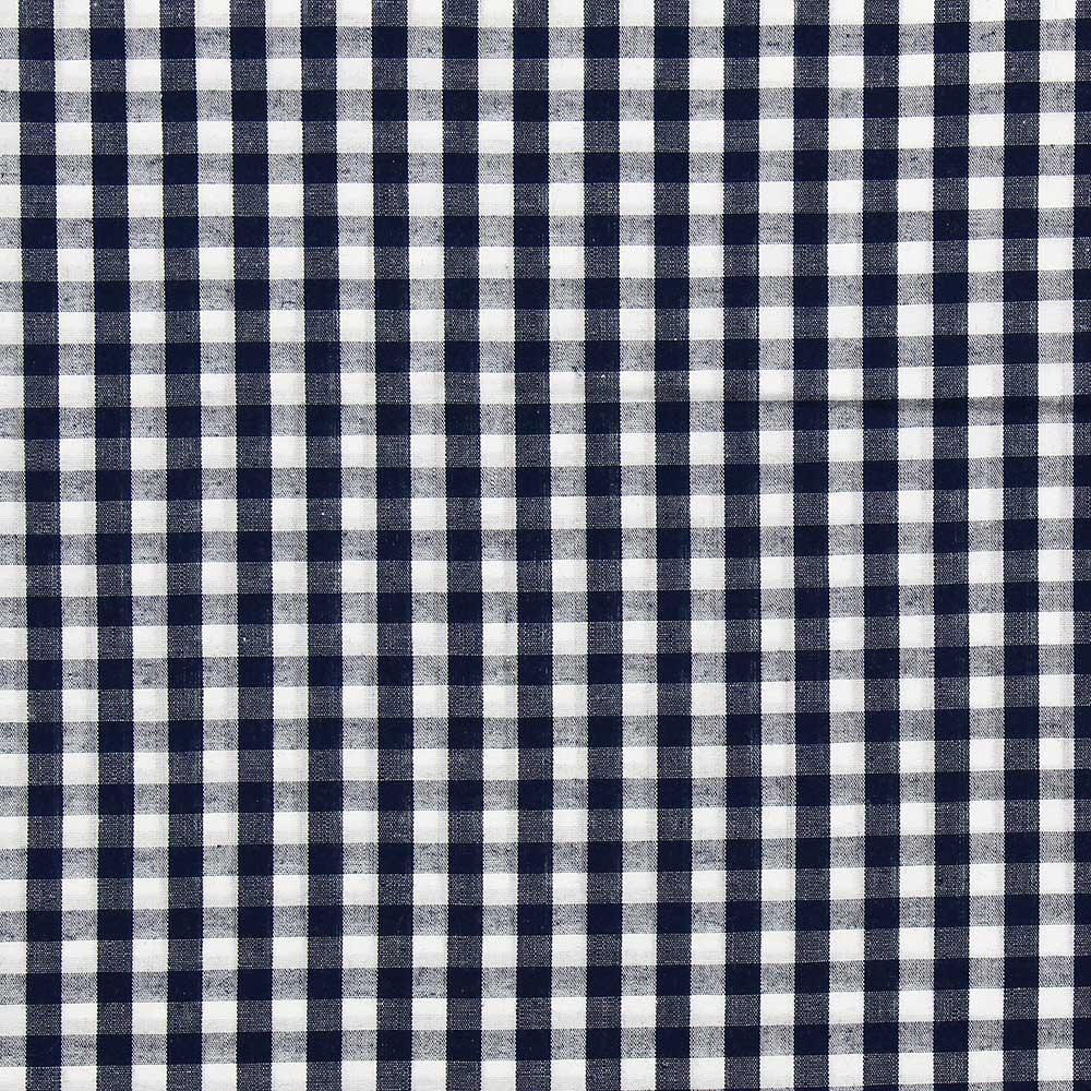 Cotton poplin fabric - Vichy Large tiles - Navy blue