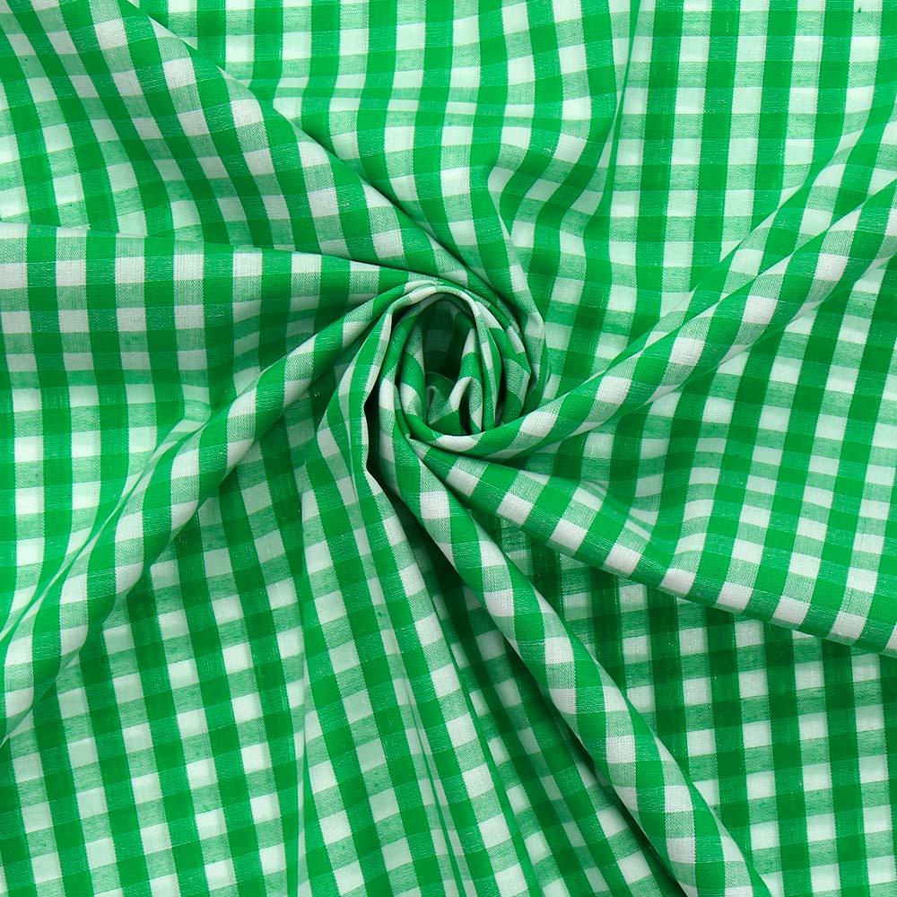 Tissu popeline de coton - Vichy grands carreaux - Vert