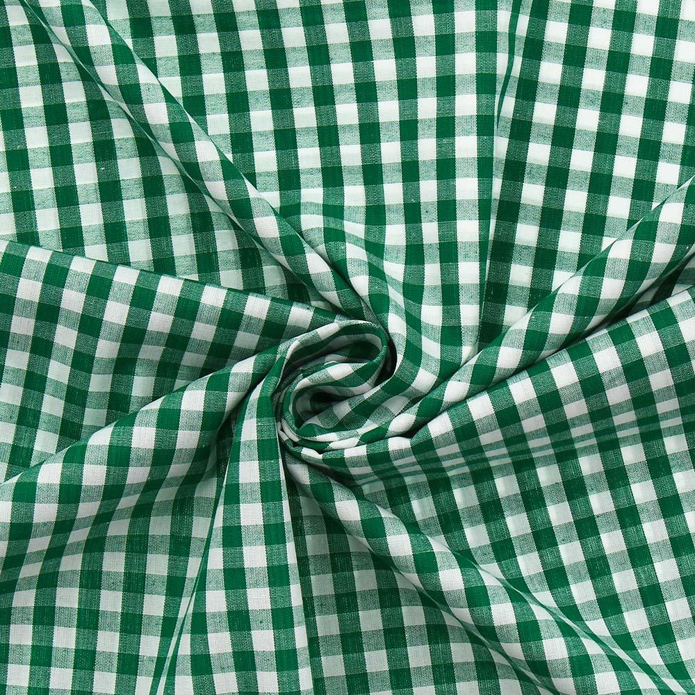 Cotton poplin fabric - Vichy Large tiles - Dark green