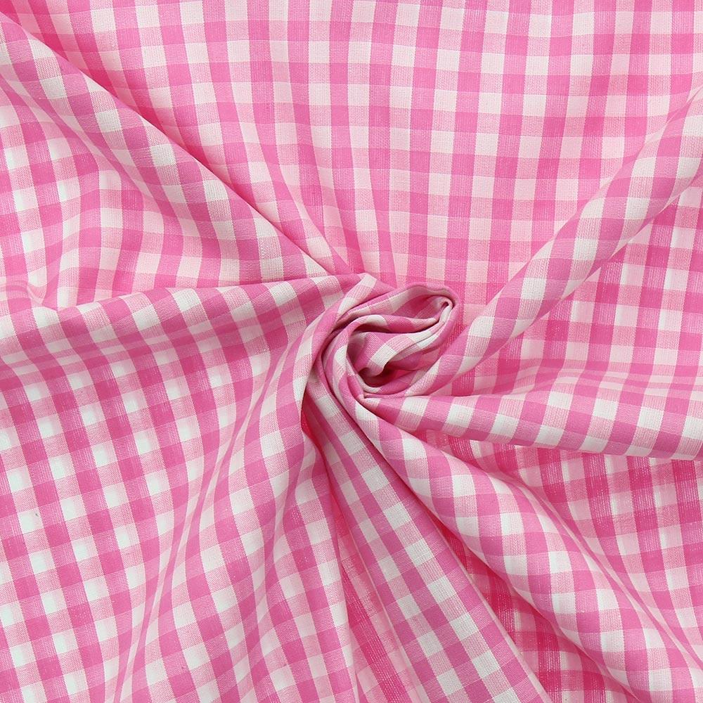 Cotton poplin fabric - Vichy Large tiles - Rose